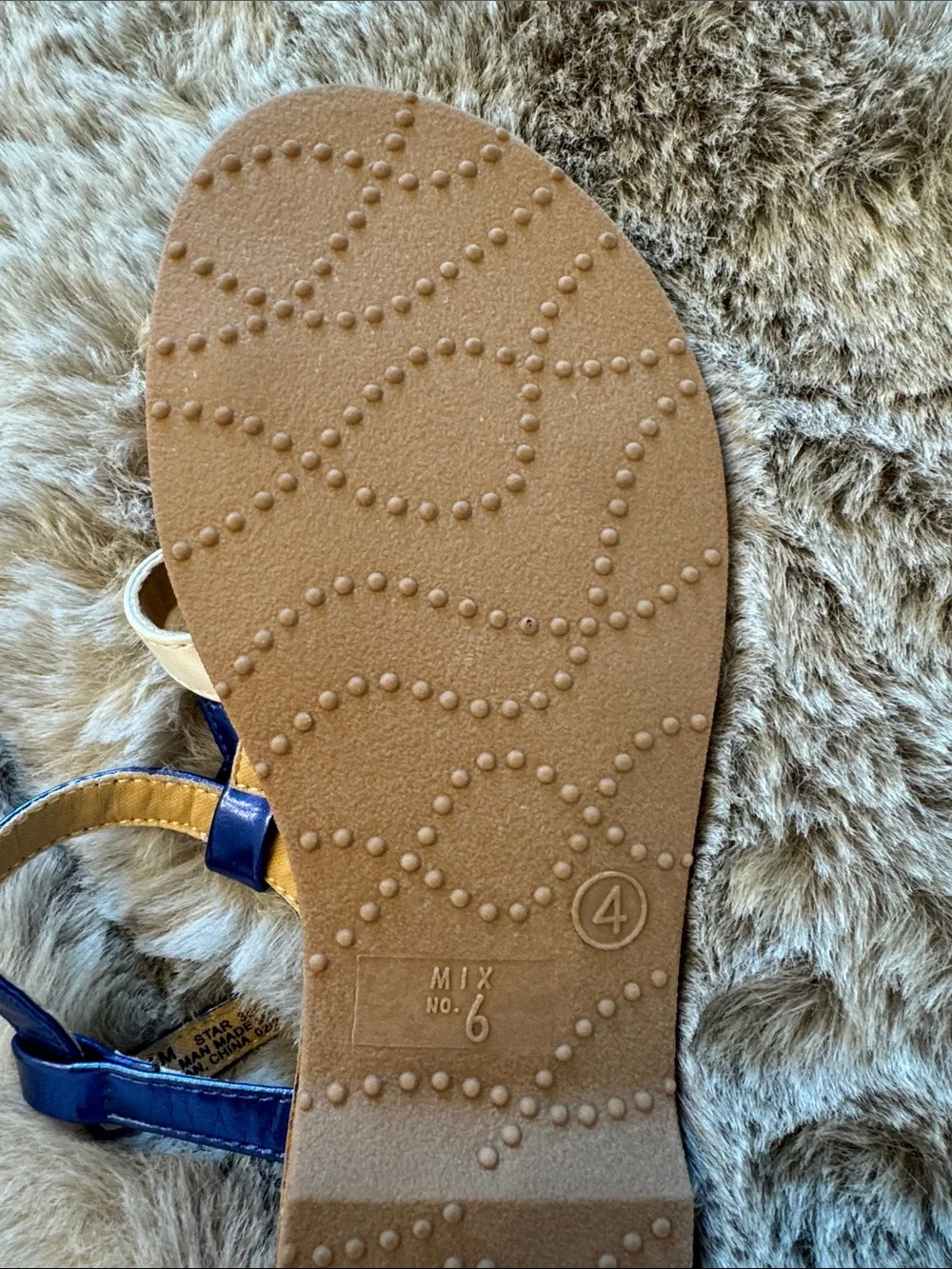 Mix No. 6 Girls Metallic Blue White Red Star Sandals.BRAND NEW.Never worn
